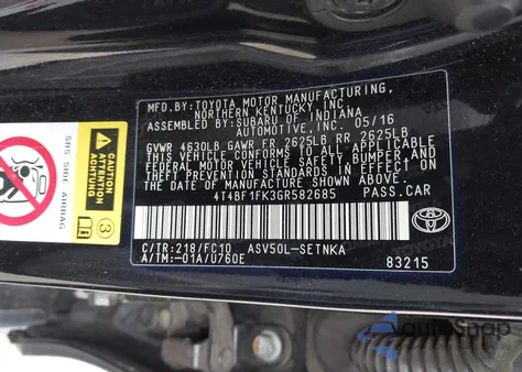2016 Toyota Camry Le z USA, uszkodzony, nr VIN 4T4BF1FK3GR582685
